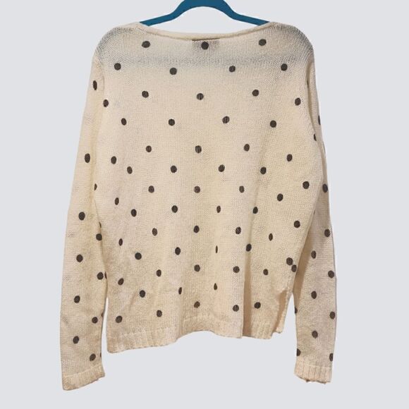 Wooden Ships Oversized Knit Sweater V-Neck Mohair Blend Polka Dot XS/SM - Picture 3 of 7